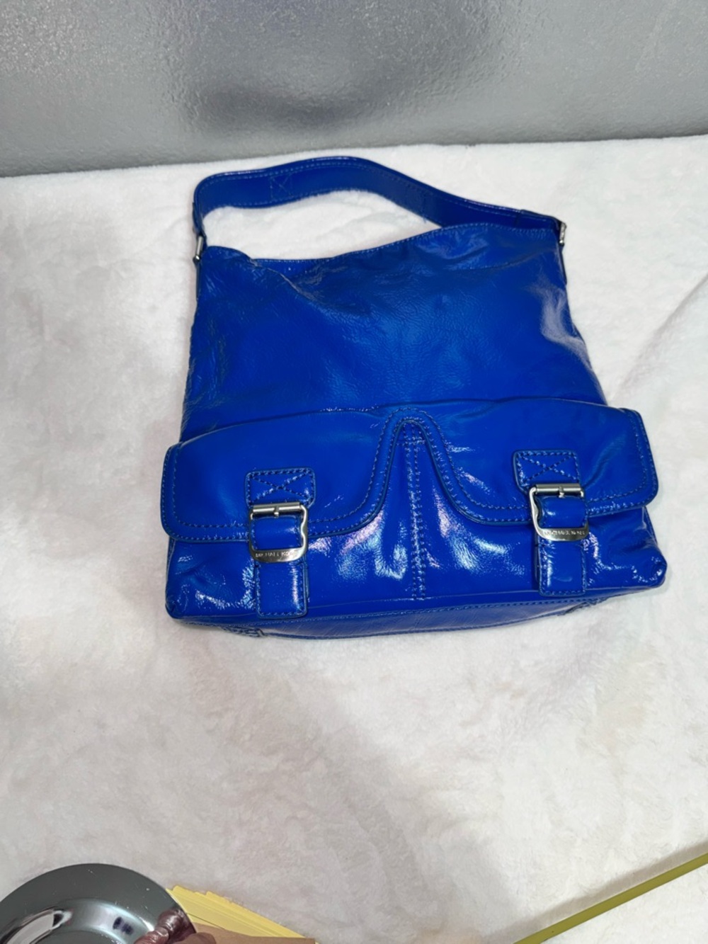 Patent Leather Shoulder Bag in Cobalt Blue - Picture 11 of 17